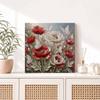 Pearl Painting 5D DIY Decorative Painting. Red Flowers and White Butterflies. Cute Birthday Gift. Handmade Art Painting