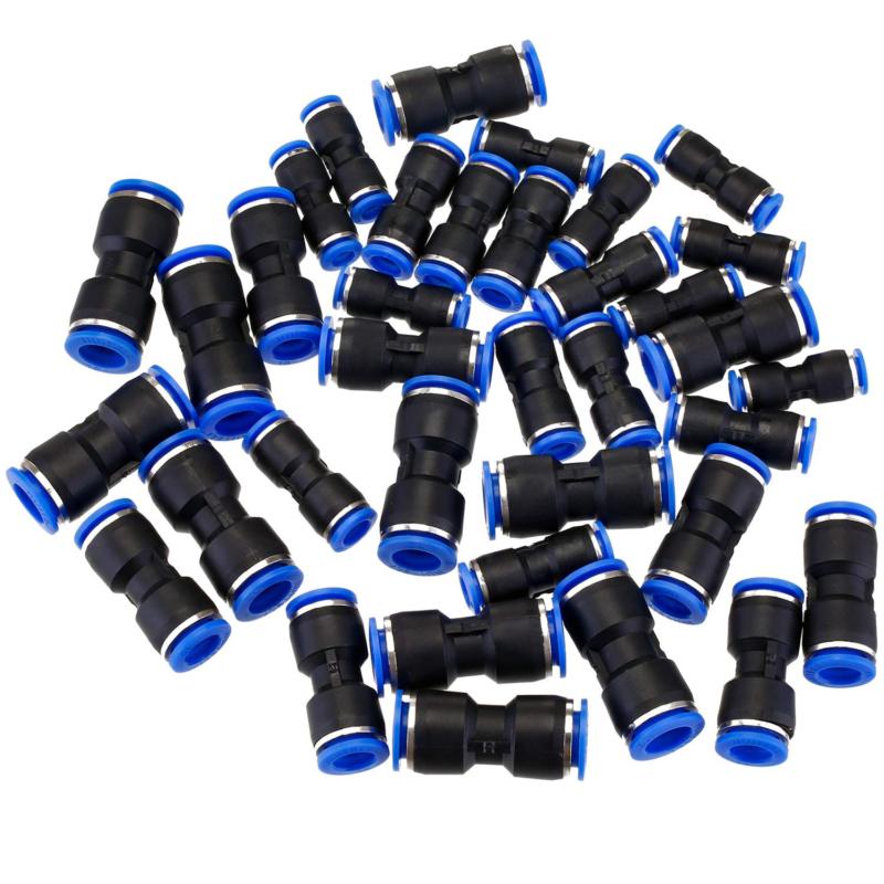 40 Pcs Connector Straight Push Connectors Pneumatic Connect Fitting Air Line Quick Hose Tool For 6/8/10/12mm Outer Diameter Pipe