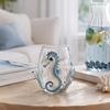 Octopus Embossed Glass Cup 12oz Water Cup, Design, Hand Painted Marine Style Creative Conversation Starter Drinking for Ocean Lovers Home Bar