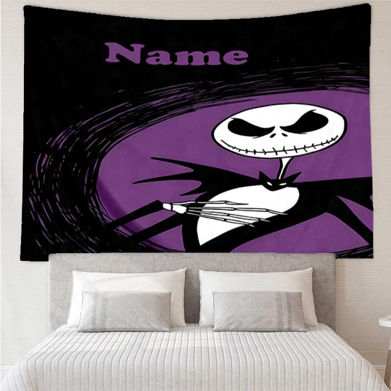 Custom Name The Nightmare Before Christmas Print Tapestry, Backdrop, Easy Setup, Ideal for Bedroom, Office & Living Room, with Aesthetic Wall Hanging