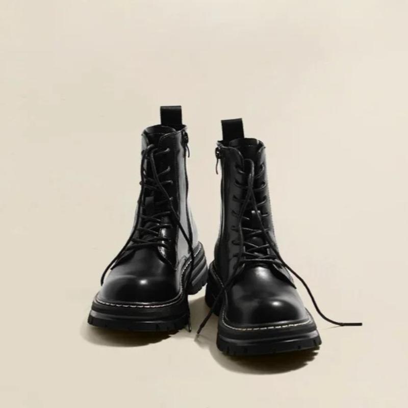High Quality Genuine Leather Boot Motorcycle Boots Platform Boots Classic Concise Style Ankle Boots for Women Botas Para Mujer