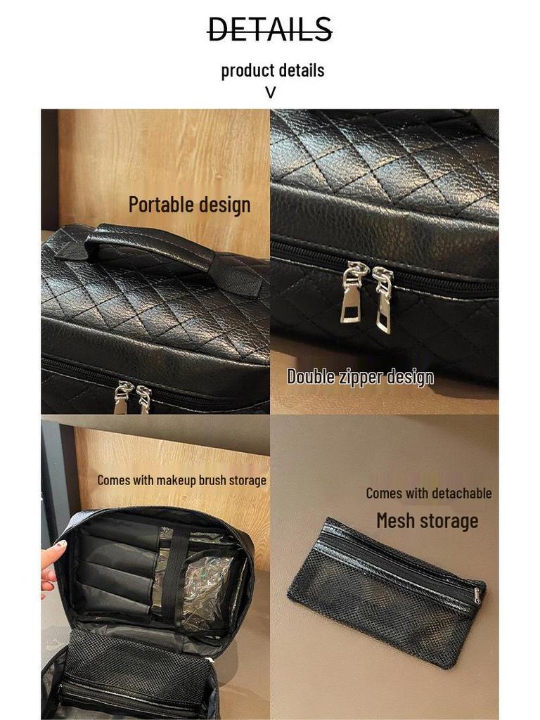 Argyle Make-up-Tasche im koreanischen Stil: Kosmetik-Organizer mit großer Kapazität und modischem Handheld-Design für bequemes Reisen.