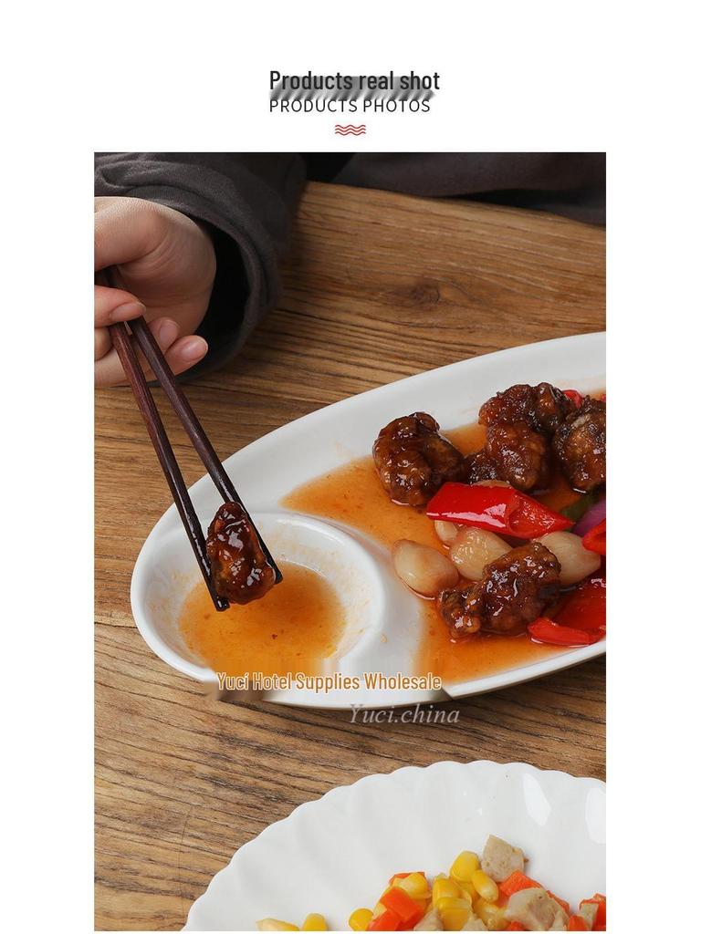 Ceramic Pure White Irregular Wok Pan Fish Plate - Cold & Hot Dish Oven Safe.