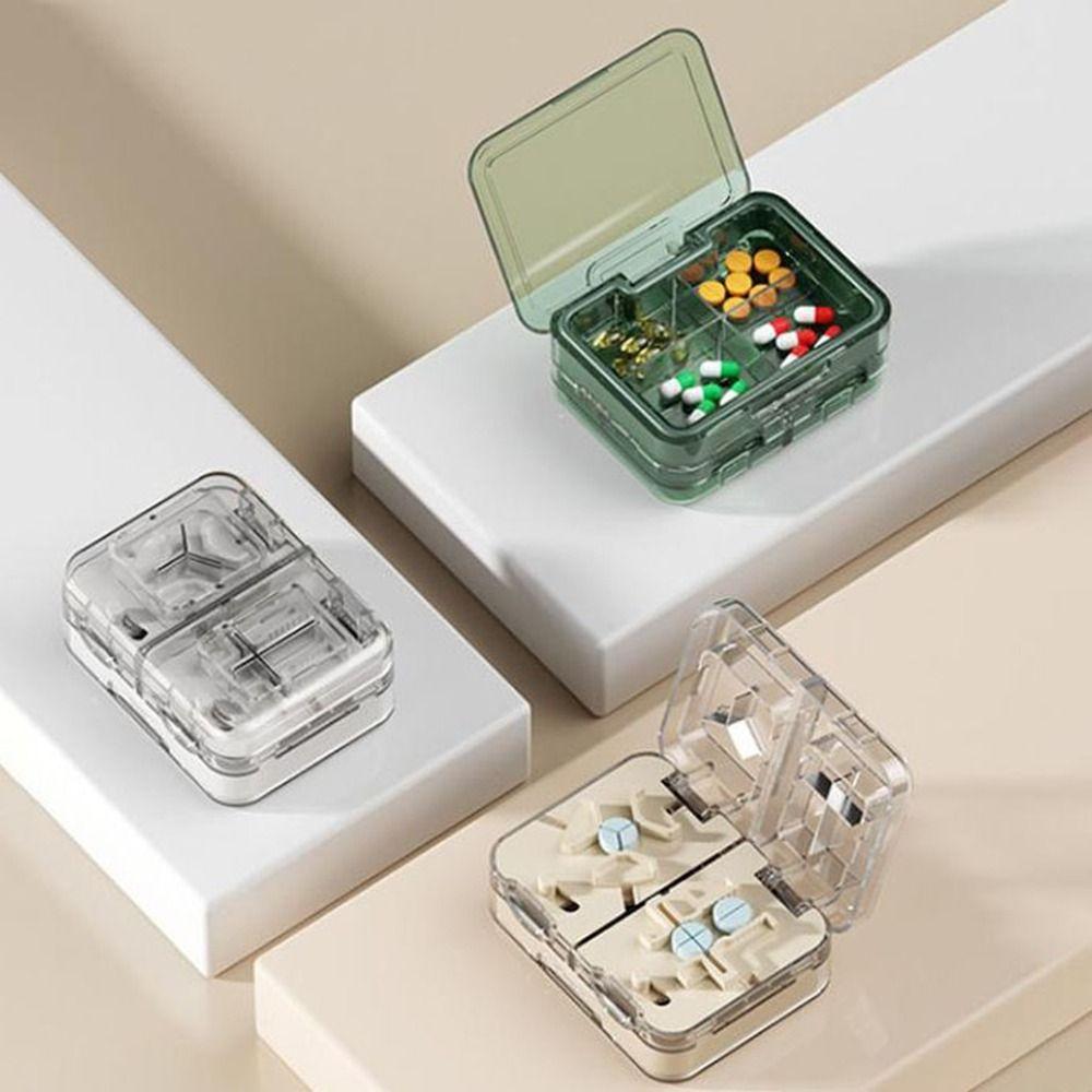 Moisture-proof Double-Layer Pill Box Sealed Pill Organizer Practical Pill Splitter  Office