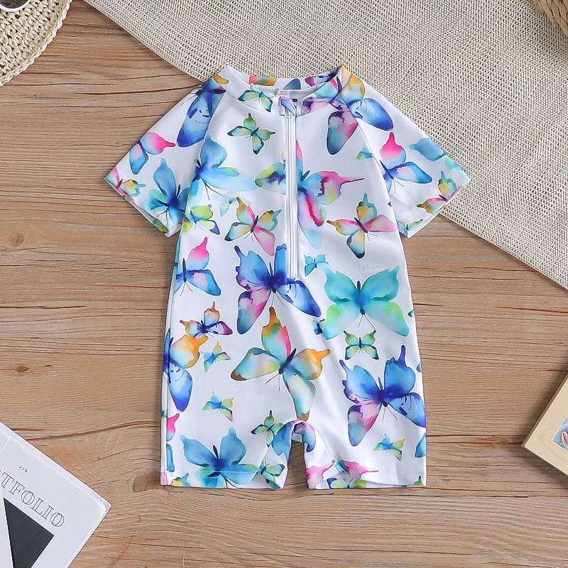 Children's Color-blocked Hollow One-piece Swimsuit