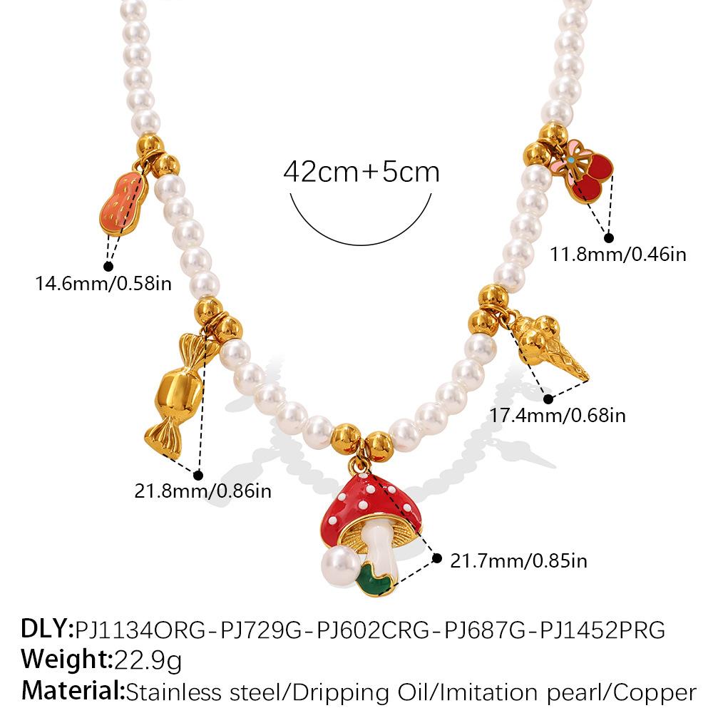 European and American fruit pendants, imitation pearl necklaces, bracelets, sweet dripping oil, strawberry cherries, decorative jewelry sets