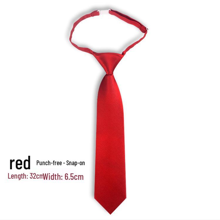 Korean Style No-Tie Lazy Insert Buckle Short Solid Color Tie for Girls - Black, Wine Red, Dark Green