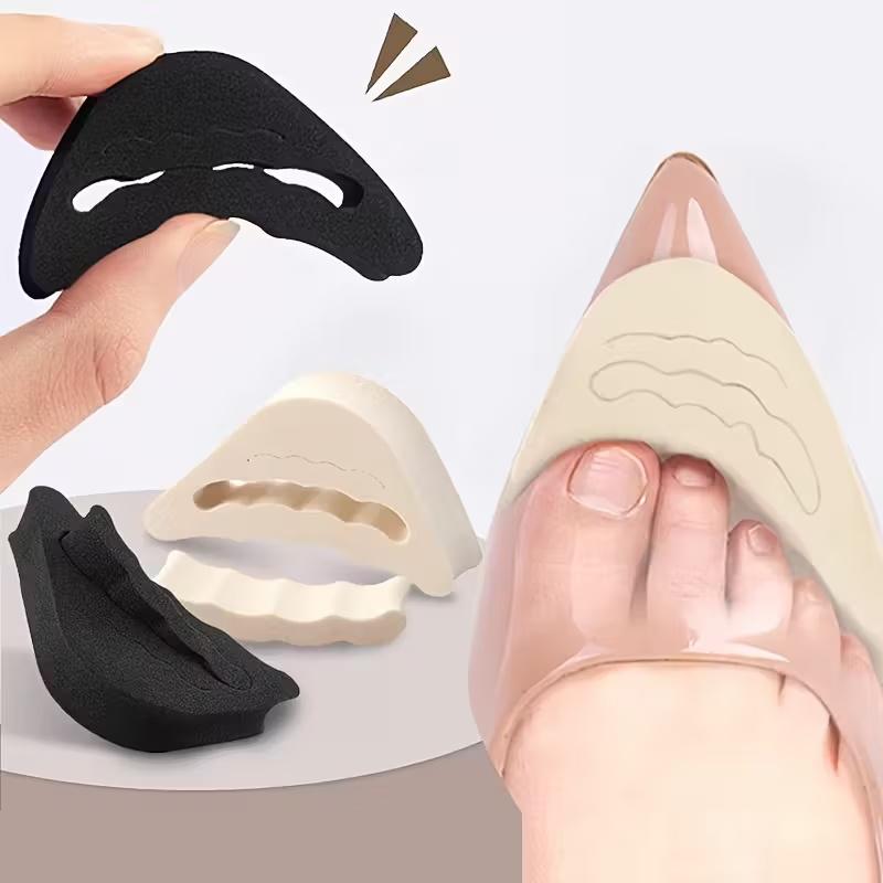 Soft Memory Foam Heel Inserts, 4pcs | Anti-Slip & Anti-Chafing Toe Pads for Heels, Beige & Black