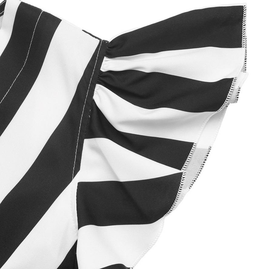 YYFS Women's Fashion Casual Summer Spring Stripe Print Short Sleeve V-Neck Blouses & Shirts