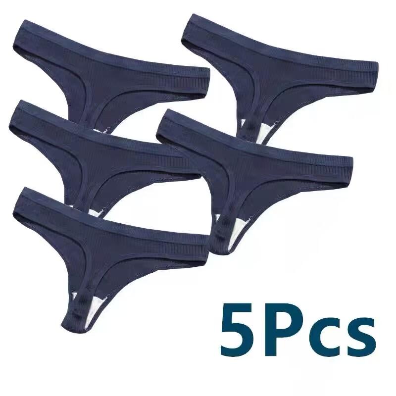 5PC Women Cotton Panties M-XL Comfortable Thongs Underwear Women Bikini Underpants Sexy Low-rise Girl's T-back Panties