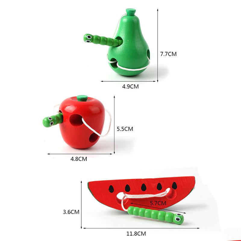 Montessori Toy Worm Eat Fruit Wooden Puzzle Toy Kids Fingers Flexible Training Twisting Worm Educational Toys For Children Gifts