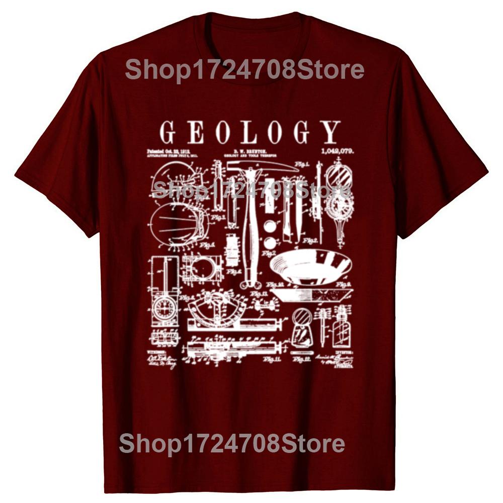 New Geology Geologist Field Tools Vintage Patent Print T-Shirt Cotton Clothes Graphics Short Sleeve T Shirt Men's Clothing
