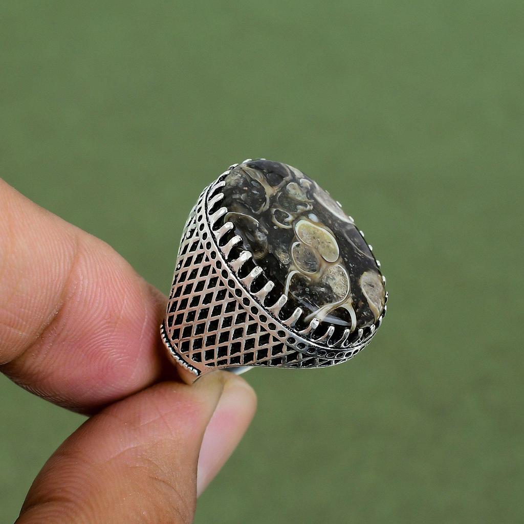 Turritella Agate Ring 925 Sterling Silver Ring Handmade Jewelry Natural Gemstone Ring Silver Jewelry Anniversary Gift Available In Ring Size