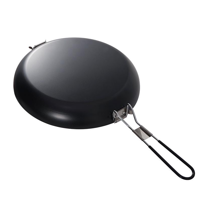 Portable Non-Stick Iron Frying Pan for Outdoor Camping and BBQ
