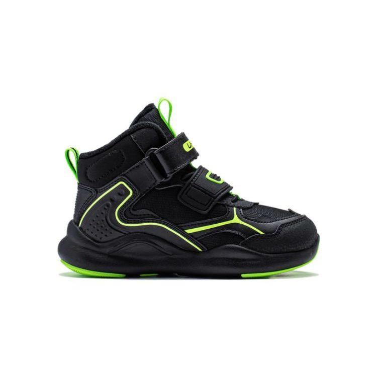 Li-Ning Cloud Non-Slip Rebound Lightweight Shock Absorbing High-Top Outdoor Shoes Kids Shoes Black Green YKNT150-5