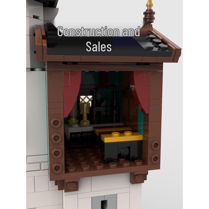 White Pagoda Medieval Architecture Lego-Compatible Creative Toy Model for Kids