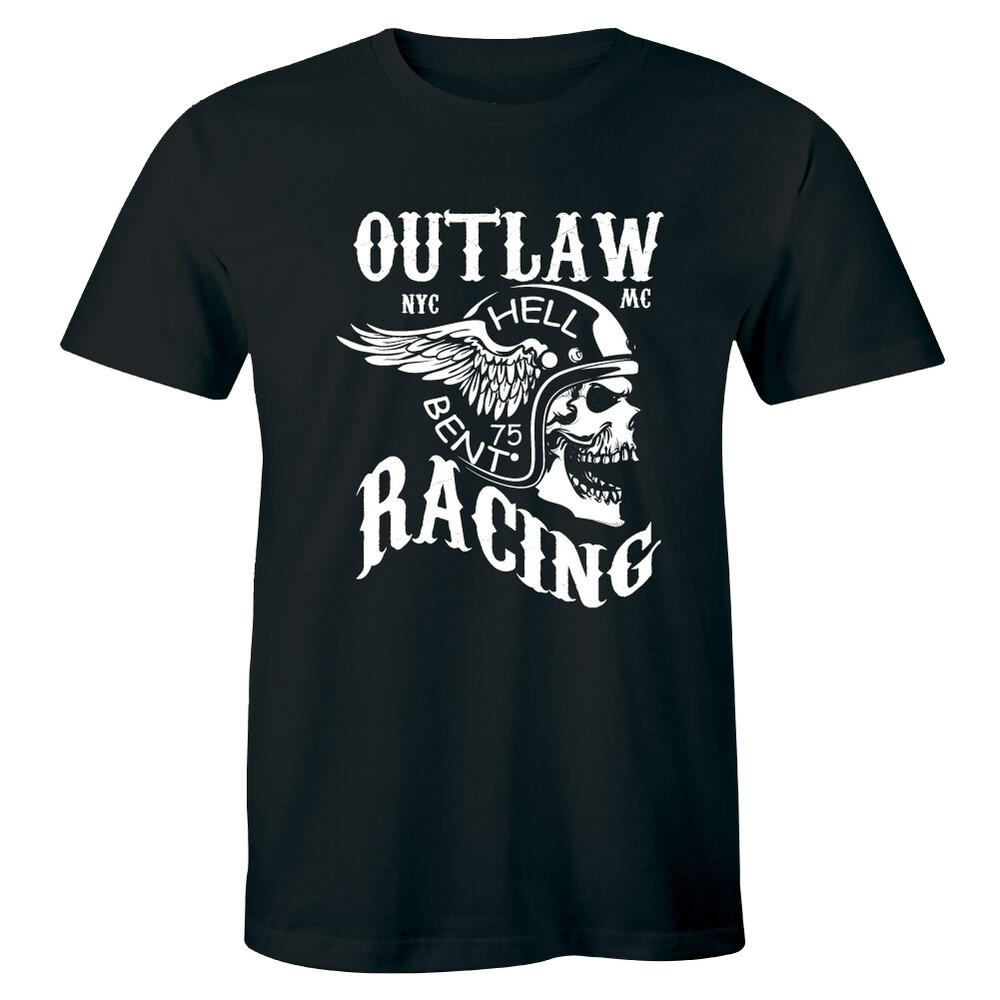 Outlaw Hell Bent Racing Rebel Американский Мотоциклетный Клуб Череп-Крылья Мужская Футболка Унисекс XXL