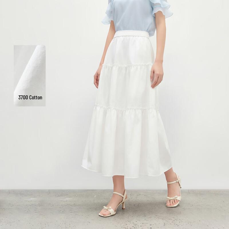 Qiusui Yiren Women s Casual Ruffled Mid-Length A-Line Skirt M