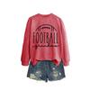 Womens Oversized Long Sleeve Crewneck Sweatshirt With Football Grandma Print - Fall Winter Casual Wear