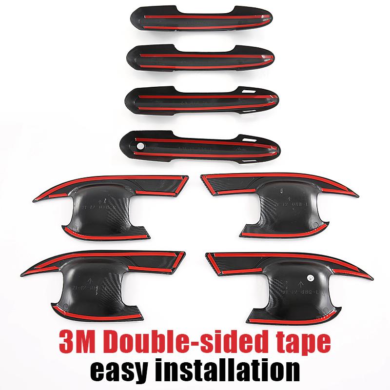 For Toyota Highlander XU70 Kluger 2020-2022 2023 Hybrid Carbon Car Side Door Handle Cover Door Bowl Trim Stickers Accessories