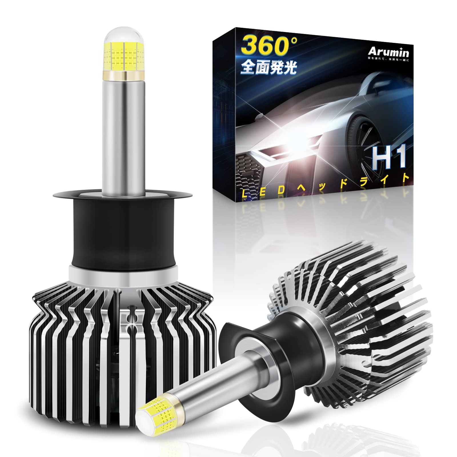 

Светодиодная фара H1 360°, светодиодная лампа полного света 16000 лм 6000 К 12 В, совместимая только с техосмотром транспортного средства, светодиодная противотуманная фара, чип Arumin IP67, водонепроницаемая, интегрированная