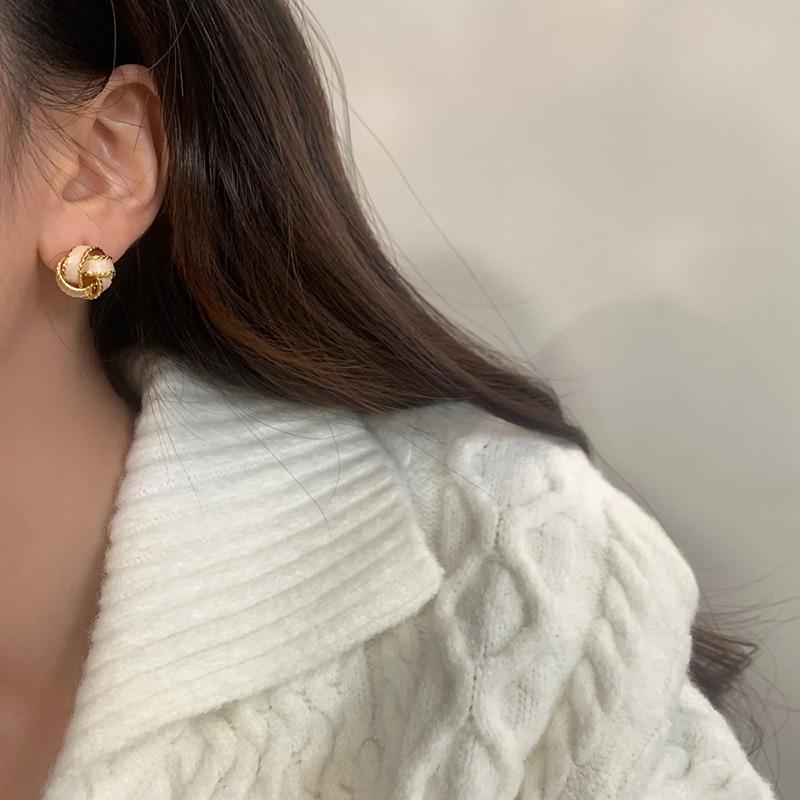 PONYKISS  Silver Enamel Cross Geometric Stud Earrings for Women Minimalist Vintage Fine  Light Luxury Accessories
