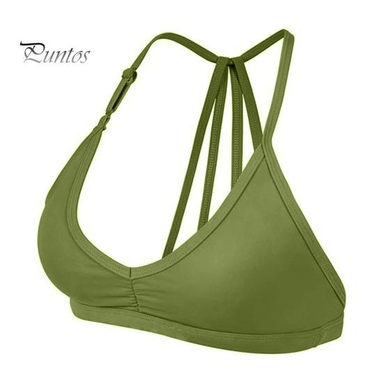 

Жіночий спортивний бюстгальтер зі знімним бретелем, бездротовий, з ремінцями, на ремінцях, для йоги, фітнесу, швидковисихаючого, без кісточок, для тренажерного залу, укорочений топ L армія зелений колір