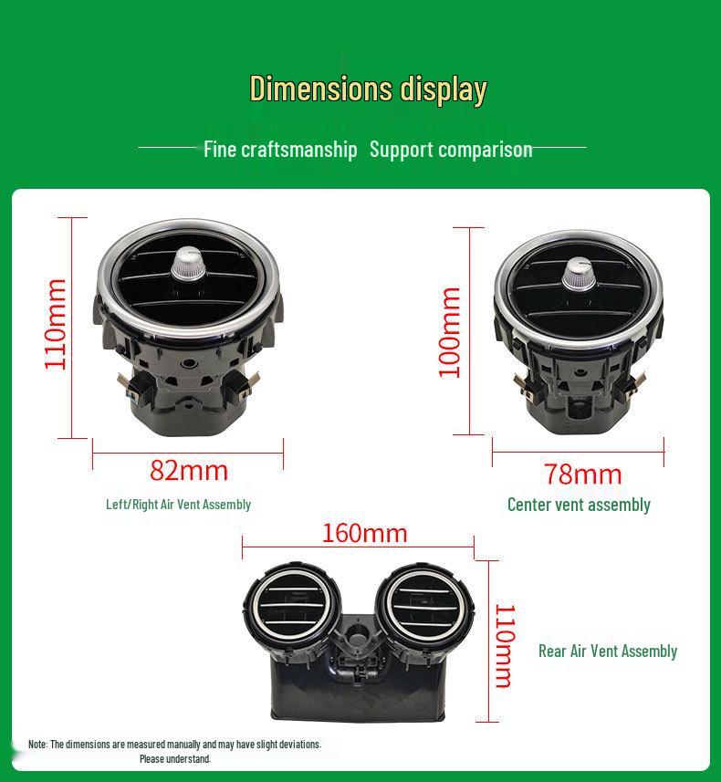 Compatible with Mercedes-Benz C-Class and GLC-Class W205 W253 Dashboard Front and Rear Air Conditioning Vent Grilles