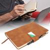   Notebook PU Lther Cover Ribbon Bookmark Ink Proof Thick Paper Ruled Paper Notebook with Pen for   Travel