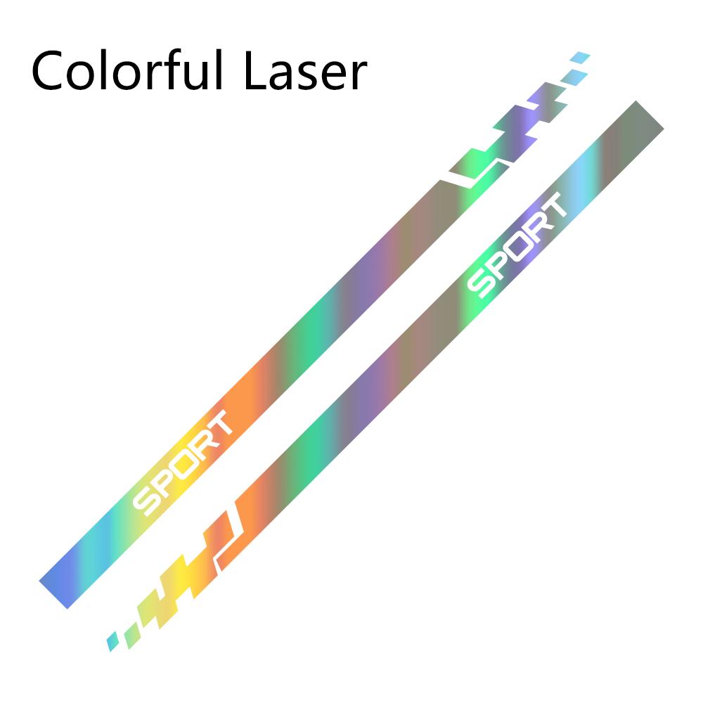 

2 шт. Автомобільні наклейки Авто вінілова плівка Обгортка з обох сторін Смуги Прикраса Стайлінг Наклейка Автомобілі Спорт Тюнінг Автомобільні аксесуари своїми руками Colorful Laser