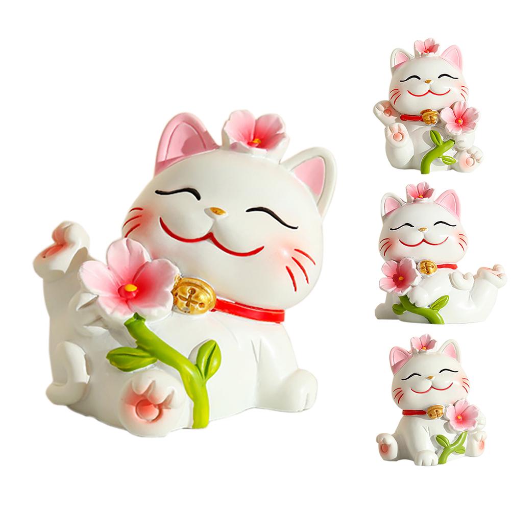 Lucky Cat Micro Landscape Decoration Resin Lucky Cat Figurine Statue Home Decor For Welcoming Fortune Good Luck
