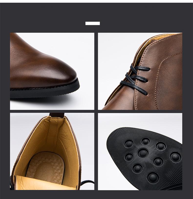 Herren Übergröße Kurzstiefel - Herbst/Winter Britischer Retro Martin Stil, High-Top Business Casual Lederstiefel.
