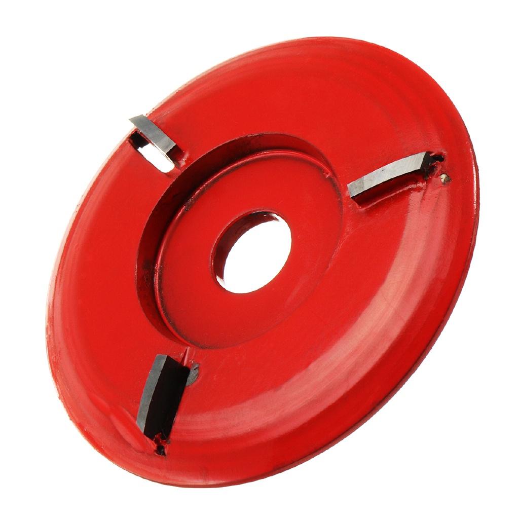 90mm Diameter 16mm Bore Power Wood Carving Disc Angle Grinder Attachment Three-tooth Milling Cutter Red