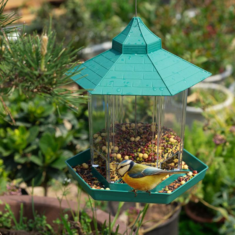 Bird Feeder Outdoor Balcony Semi-Automatic Feeder Courtyard Outdoor Hanging Waterproof Feeder For Wild Sparrows