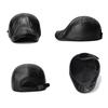 Winter Middle-Aged and Elderly PU Forward Cap Outdoor Velvet Warm Ear Protection Cap Old Head Cap