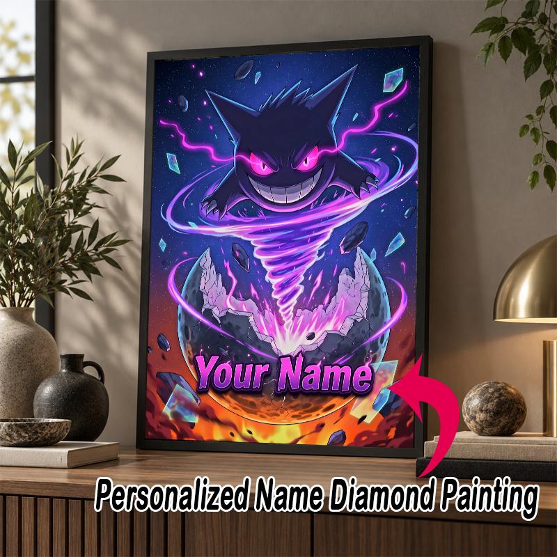 Personalized Gengar Diamond Art Custom Name 5D Diamond Painting Full Drill DIY Craft