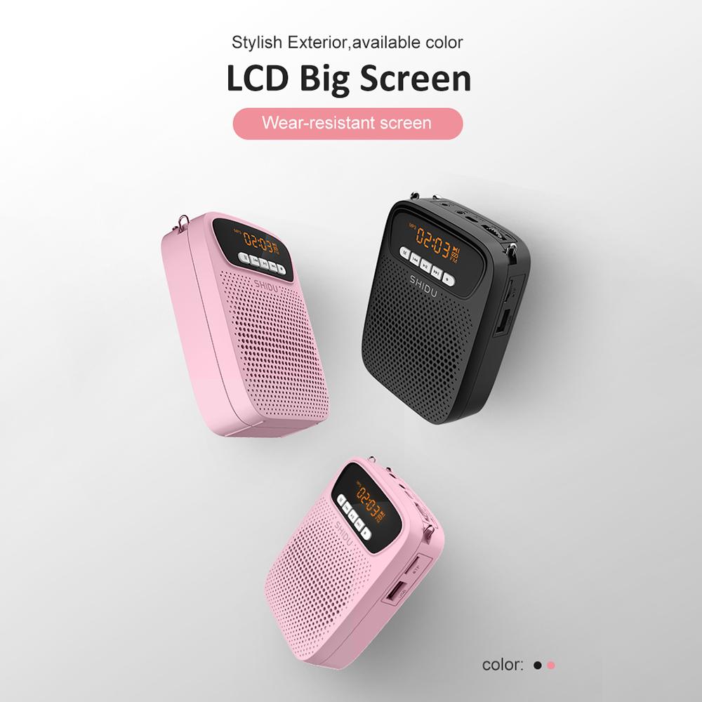 SHIDU 15W Rechargeable Portable Bluetooth Voice Amplifier for Teacher Wired Microphone FM Radio AUX Audio Recording Speaker S278