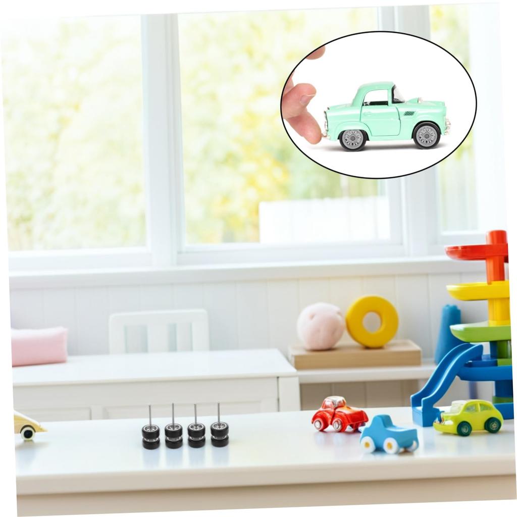 FUNOMOCYA 16 Paar Die-Cast-Autoräder mit Gummi, Realistisches Design, Montage erforderlich