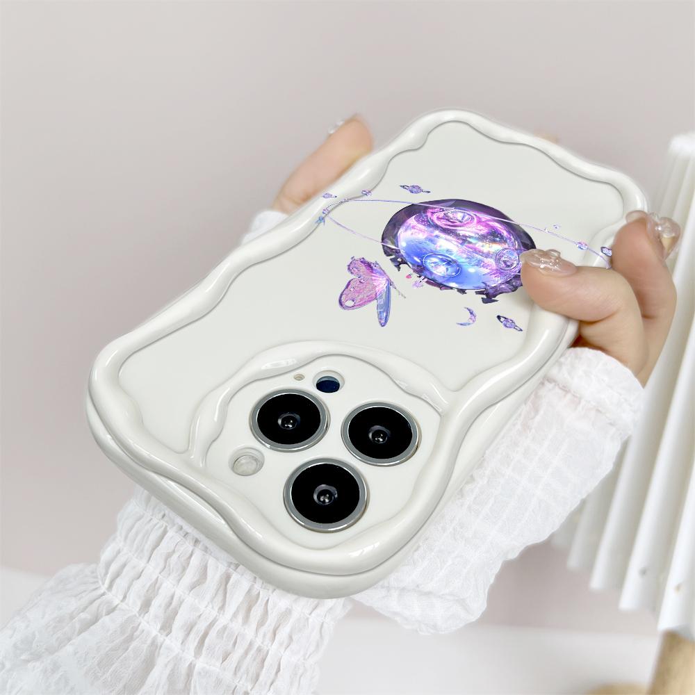 Cartoon Pattern Cream Texture Casing Wavy Edge Soft Silicone Cover Phone Case for IPhone Samsung Huawei Honor Xiaomi Redmi Infinix Tecno