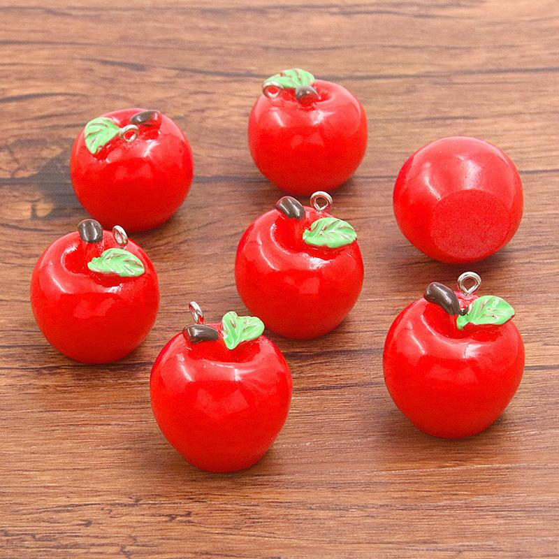 24*25MM DIY Resin Fruit Apple Pendant Jewelry Accessories 10pcs