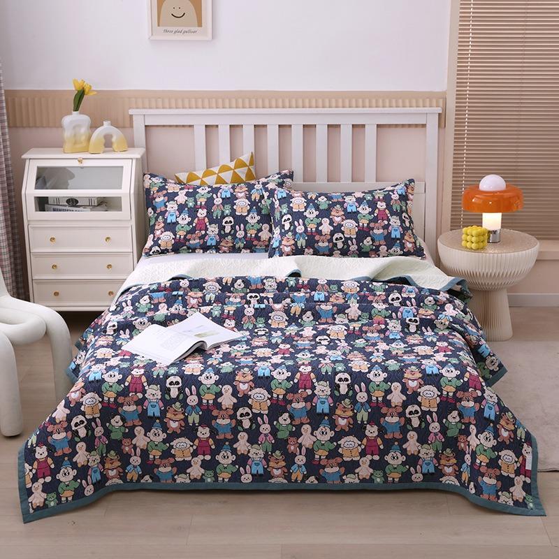 Trzyczęściowy zestaw drukowanej narzuty na łóżko z czystej bawełny, uniwersalna antypoślizgowa bawełniana pikowana narzuta, prześcieradło tatami hurtowo transgraniczne