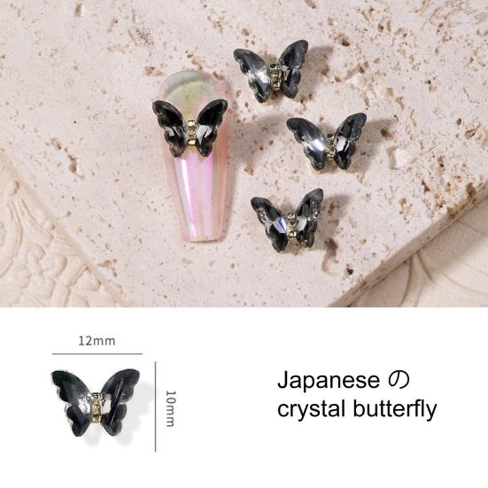 10 Pièces Décor Faux Ongles Brillant Art Tridimensionnel Ne Décolore Pas DIY Cristal Manucure Artisanat Ongle Papillon