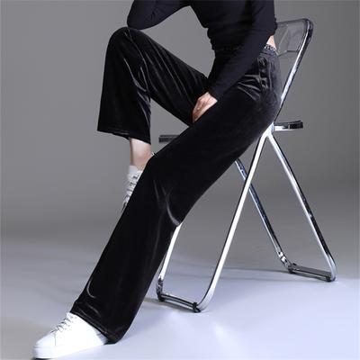 Herbst Winter Hohe Taille Elegante Casual Thicking Warme Hosen Vintage Weibliche Breite Bein Hosen Frauen Elastische Damen Samt Hosen