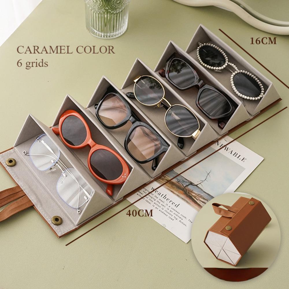 Glasses Storage Box, Sunglasses Holder, Sunglasses Storage Bag, Pressure Resistant, Multi Grid, Folding, Storage Rack
