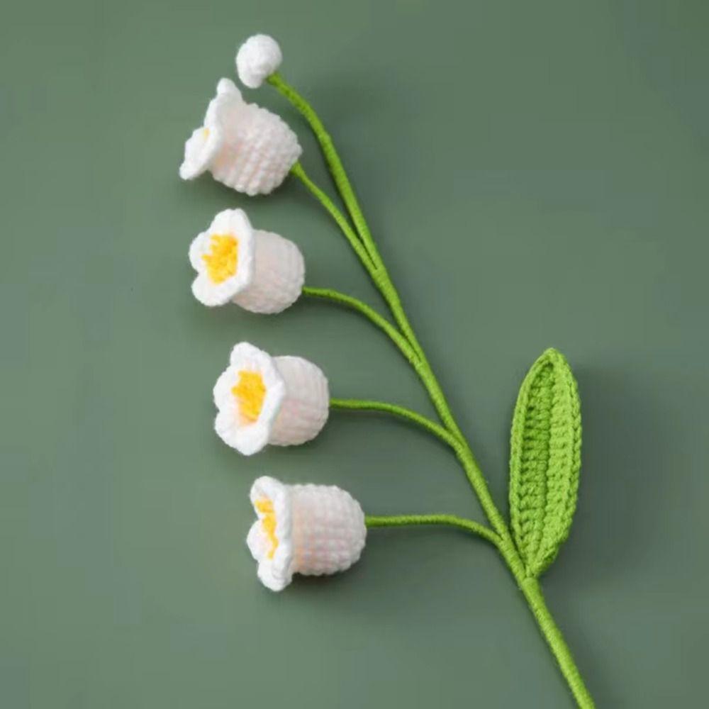1pc Finished Product Lily of the Valley Crochet Flowers Hand-woven Knit Fake Flowers Party Wedding