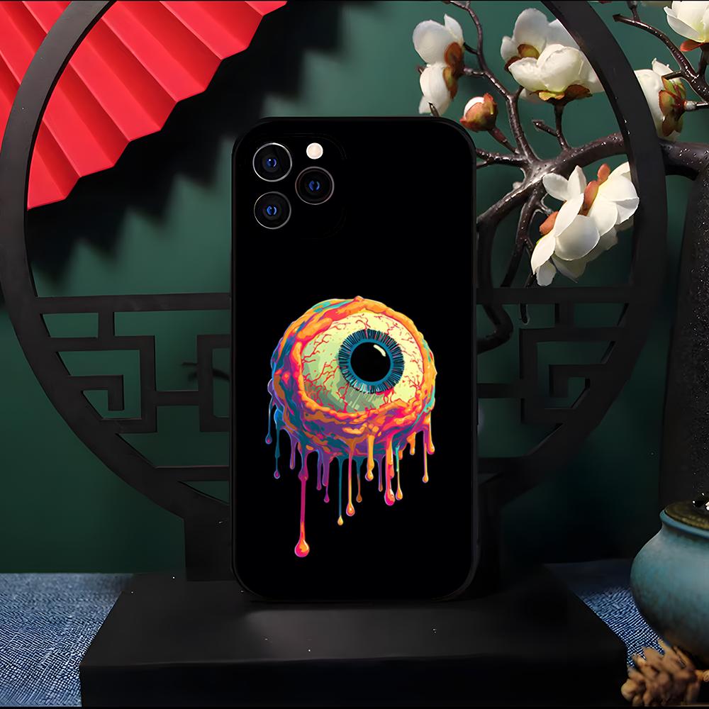 Neon Eyed Brain Alien Monster Phone Case For IPhone 17 Pro Max 16 15 14 Pro Max 13 11 Air Plus Silicone Cover