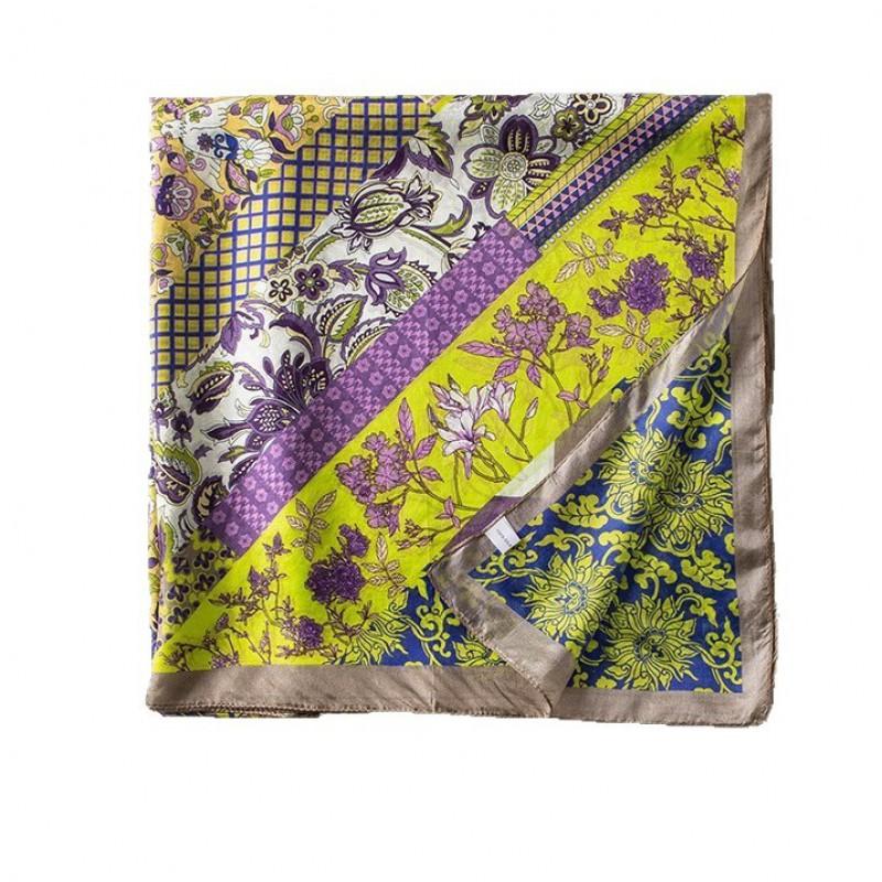 Silk Scarf Women Long Lightweight Floral Print Elegant Wrap Shawl UV Protection