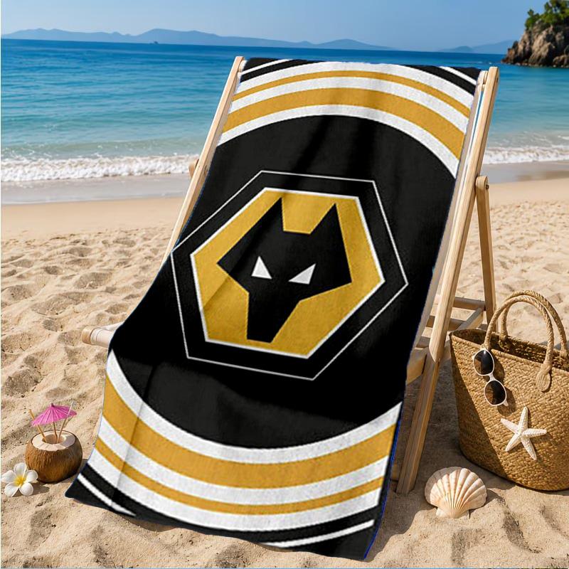 Fußballverein Wölfe Emblem Aufgedrucktes Mikrofaser Strandtuch, Weich Und Saugfähig, Schnelltrocknend, Ideal für Sommerreisen, Strand-Essentials, Schwimmbad