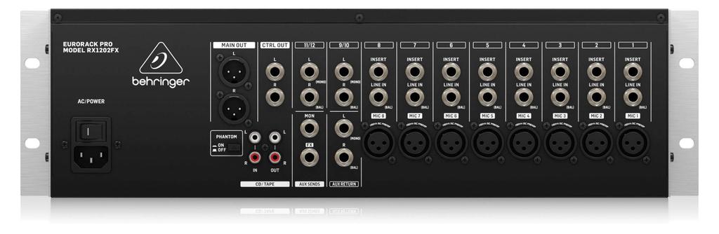 Behringer Analog Mixer 3U Size 12ch High Quality Mic Preamp with FX RX1202FX V2