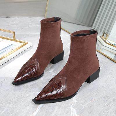 2024 Frühling Herbst Damen Stiefeletten Mode Spitzschuh Kurze Botas Damen Elegante Niedrige Absätze Schuhe Winter Damen Pumps